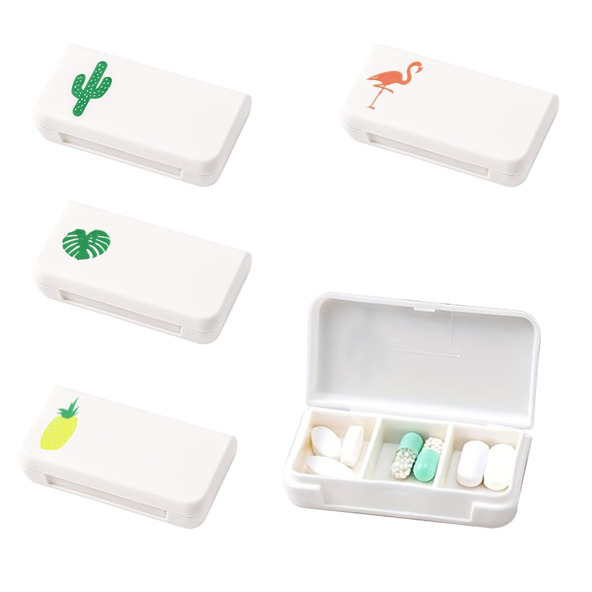 HANNEA 4 Pack Small Pill Organizer Pill Case Box, 3 Compartments Travel Pill Organizer, Moisture Proof Daily Pill Case for Pocket Purse, Portable Medicine Vitamin Fish Oil Holder Container HANNEA 4 Pack Small Pill Organizer Pill Case Box, 3 Compartments Travel Pill Organizer, Moisture Proof Daily Pill Case for Pocket Purse, Portable Medicine Vitamin Fish Oil Holder Container